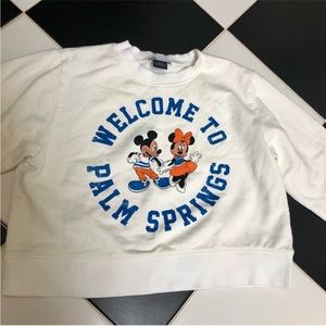 Zara Mickey Mouse Welcome to Palm Springs Sweatshirt Minnie Disney Mod Cali sz L